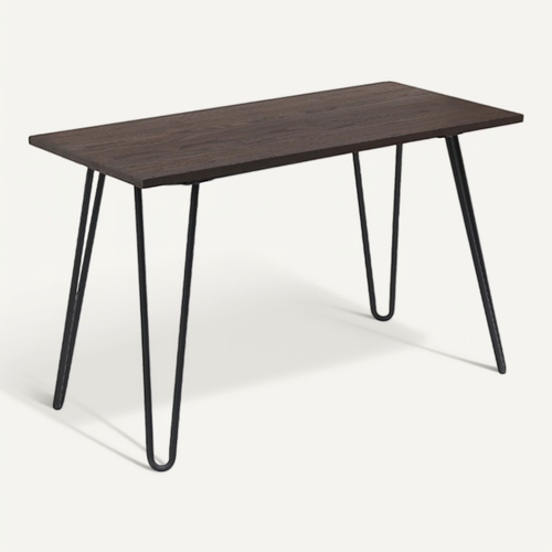 Table Industry 120 X 60 Cm En Métal Noir Mat Et Plateau En Bois Foncé - Pieds épingles