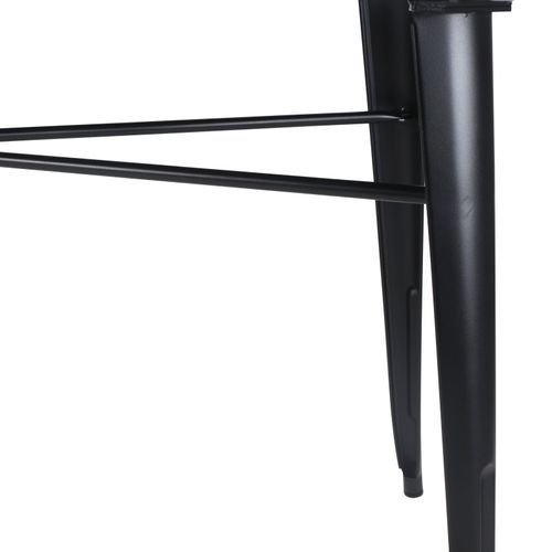 Ensemble Table Et Chaises Style Industriel, Métal Noir Mat Et Bois Clair Naturel, 140x80 Cm