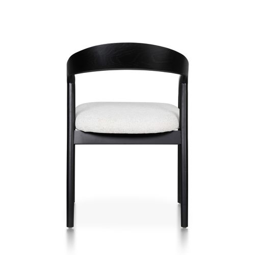 Chaise Style Scandinave En Bois Noir Avec Assise En Tissu Beige Clair Chiné – élégance Et Confort