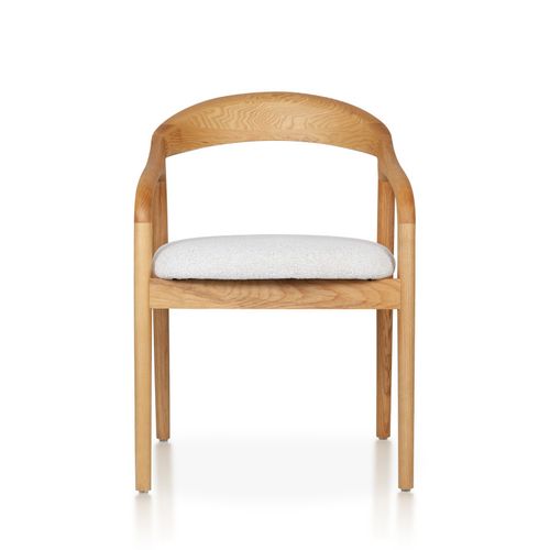 Chaise Style Scandinave En Bois Naturel Avec Assise En Tissu Beige Clair Chiné – élégance Et Confor