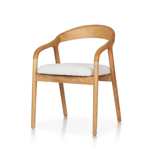 Chaise Style Scandinave En Bois Naturel Avec Assise En Tissu Beige Clair Chiné – élégance Et Confor
