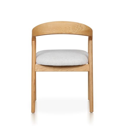 Chaise Style Scandinave En Bois Naturel Avec Assise En Tissu Beige Clair Chiné – élégance Et Confor