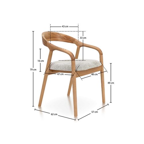 Chaise Style Scandinave En Bois Naturel Avec Assise En Tissu Beige Clair Chiné – élégance Et Confor