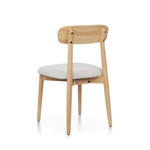 Lot De 2 Chaises En Bois Massif Naturel Avec Assise Confortable En Tissu Chiné Gris Clair