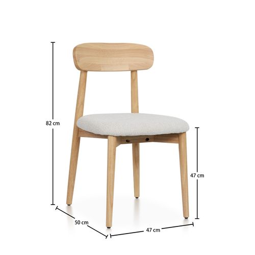 Lot De 2 Chaises En Bois Massif Naturel Avec Assise Confortable En Tissu Chiné Gris Clair