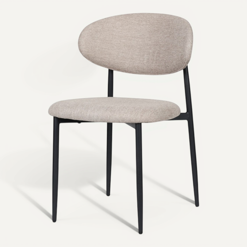 Chaise Design Avec Pieds En Métal Noir Et Assise Rembourrée En Tissu Brun Café