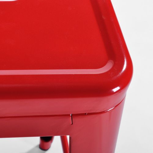 Tabouret De Bar En Métal Rouge Brillant Style Industriel - Sans Dossier - Hauteur 76 Cm