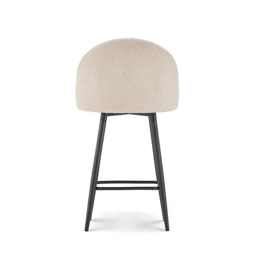 Chaise De Bar Design Moderne Avec Dossier – Tabouret Haut Confortable En Tissu Beige Et Pieds Métal