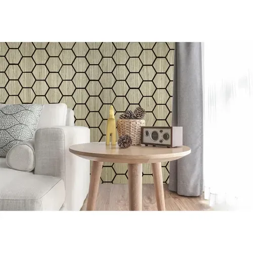 Lot De 4 Panneaux Muraux Hexagonaux – Finition Chêne Blanc