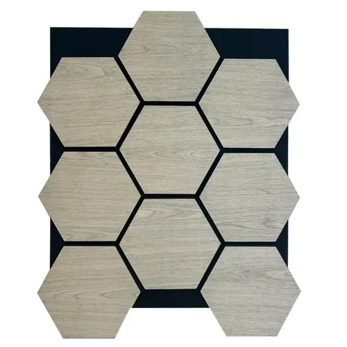 Lot De 4 Panneaux Muraux Hexagonaux – Finition Chêne Blanc