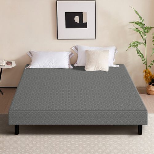 Sommier Tapissier Noir À Lattes 160x200cm Sur Pieds Pour Lit 2 Places