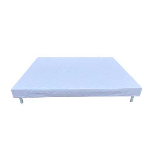 Sommier Tapissier Blanc À Lattes 160x200cm Sur Pieds Pour Lit 2 Places