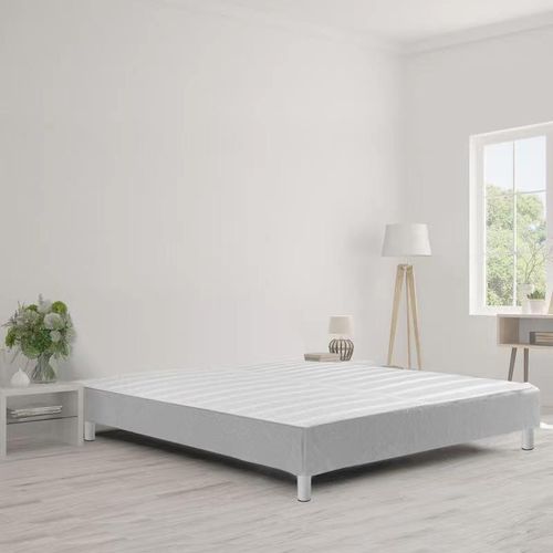 Sommier Tapissier Blanc À Lattes 160x200cm Sur Pieds Pour Lit 2 Places