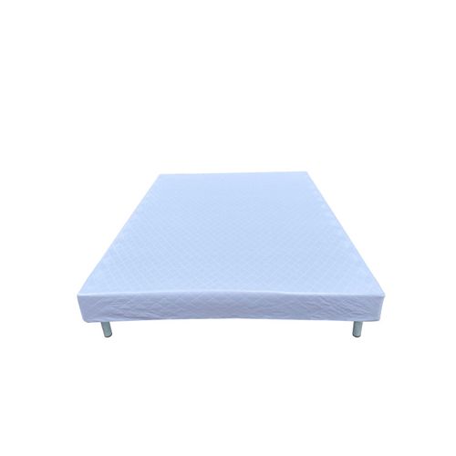 Sommier Tapissier Blanc À Lattes 160x200cm Sur Pieds Pour Lit 2 Places