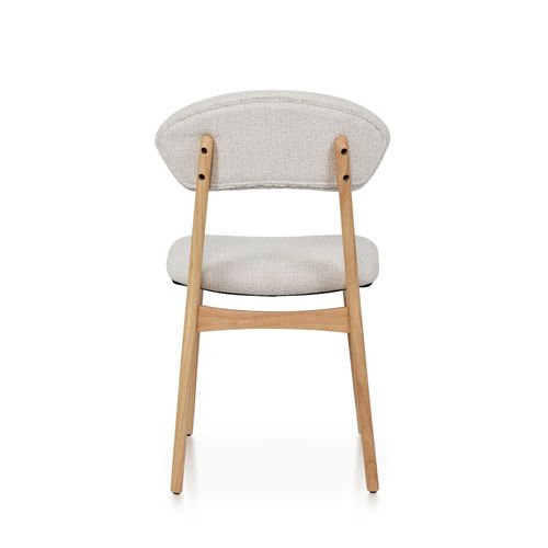 Lot De 2 Chaises Lina En Bois Naturel D'hévéa Et Tissu Chiné Rembourré