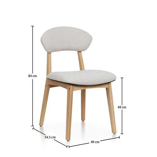 Lot De 2 Chaises Lina En Bois Naturel D'hévéa Et Tissu Chiné Rembourré