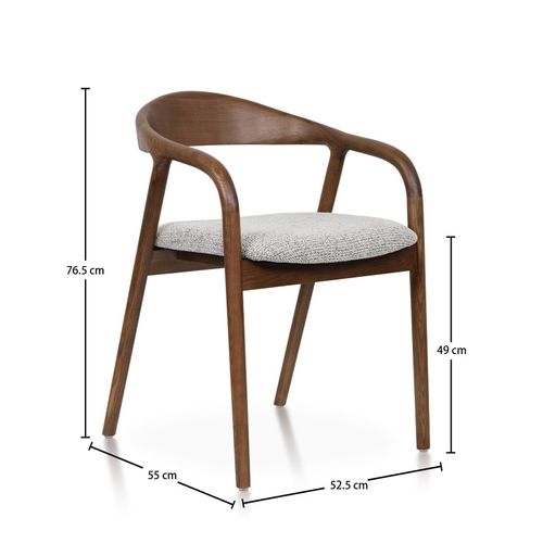 Chaise Salle À Manger Bois De Frêne Et Tissu Brun Avec Accoudoirs, Rembourrée