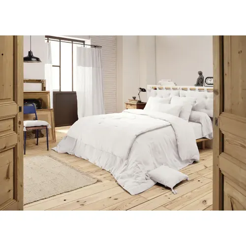 Pack Parure De Lit En Gaze De Coton 260 X 240 Cm + Drap Housse 160x200 Cm + 2 Taies 60x60 Cm - Blanc