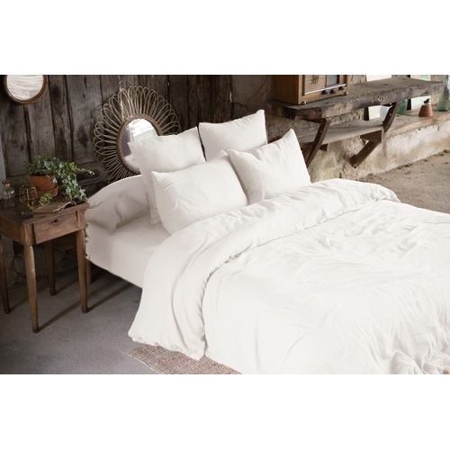 Pack Parure De Lit En Gaze De Coton 260 X 240 Cm + Drap Housse 160x200 Cm + 2 Taies 60x60 Cm - Blanc