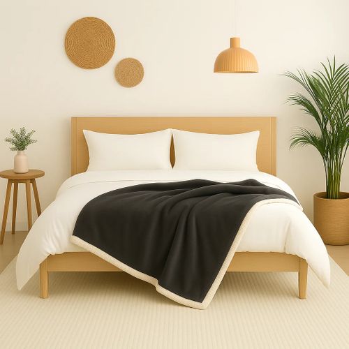 Plaid En Sherpa Flanelle 480 Gsm 150x200 Gris Anthracite
