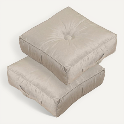 Pouf En Velours 40 X 40 X 14 Cm Ensemble De 2 - Gris Clair