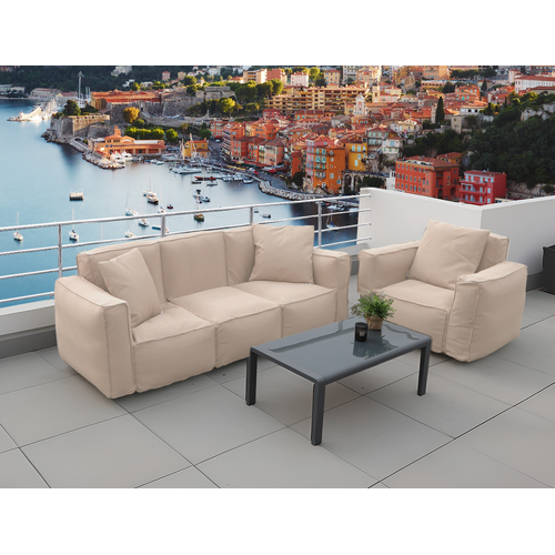 Fauteuil Salon De Jardin Modulable 90x75x65cm Beige