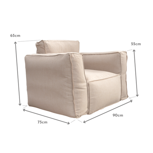 Fauteuil Salon De Jardin Modulable 90x75x65cm Beige