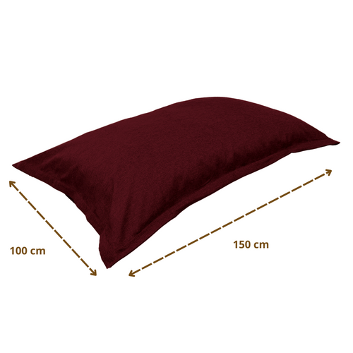 Pouf Intérieur XL - Housse Effet Lin - 150x100cm - Prune