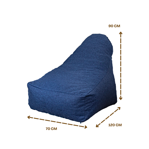 Pouf Fauteuil XXL Tissu Effet Lin - 120x70x90 Cm - Bleu