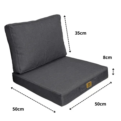 Coussins Pour Fauteuil Effet Lin Déhoussable 50x50cm Gris Chiné