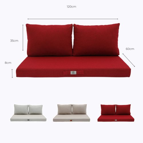 Coussins Pour Salon De Jardin Déhoussable 120x60cm - Bordeaux Chiné