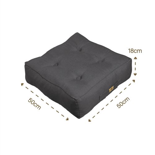 Coussins De Sol Effet Lin 50 X 50 X 18 Cm Lot De 2 - Gris