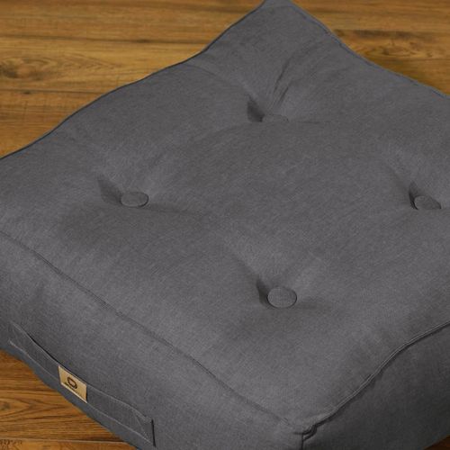 Coussins De Sol Effet Lin 50 X 50 X 18 Cm Lot De 2 - Gris