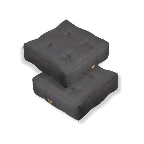 Coussins De Sol Effet Lin 50 X 50 X 18 Cm Lot De 2 - Gris