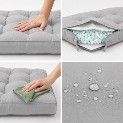 Coussins Pour Salon De Jardin Capitonné 120x60cm Gris Galet