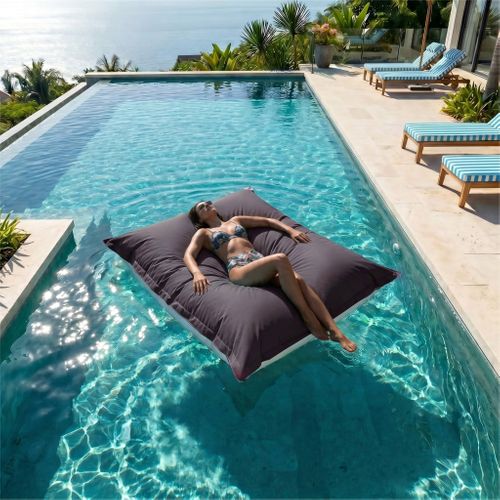 Housse Pour Pouf Géant XXL 180x140cm Flottant Pour Piscine - Gris Carbone