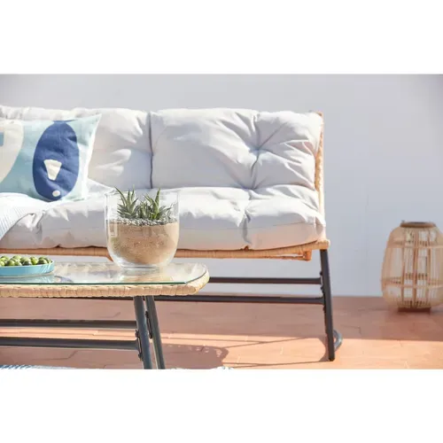 Guahana - Salon De Jardin Bas 4 Places En Résine Rotin et Acier