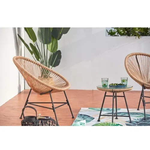 Acapulco - Ensemble De 2 Fauteuils Et Table Basse Beige