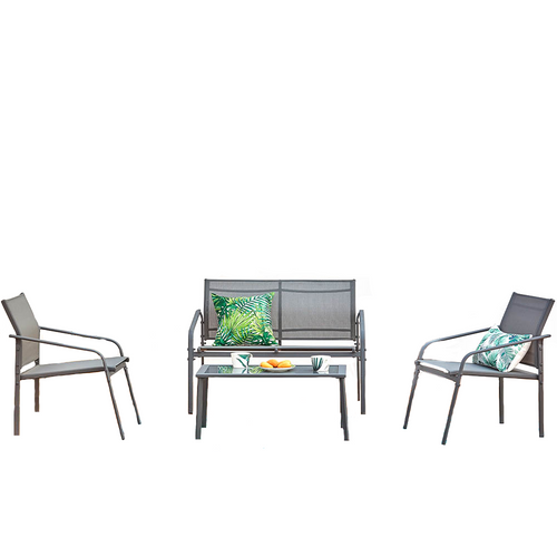 Etiora Salon Jardin Bas Gris Acier 4p