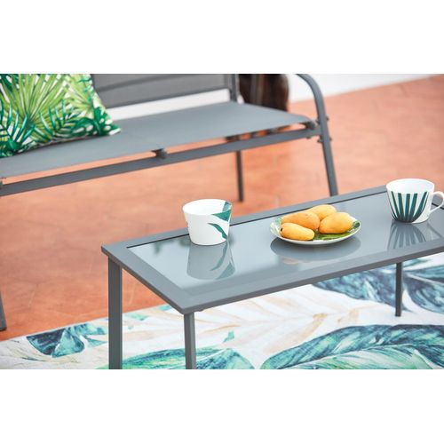 Etiora Salon Jardin Bas Gris Acier 4p