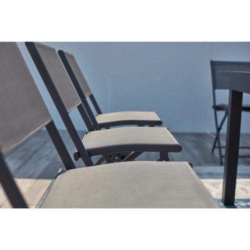 Cualica - Salon De Jardin Extensible Aluminium 8 Places Gris Foncé