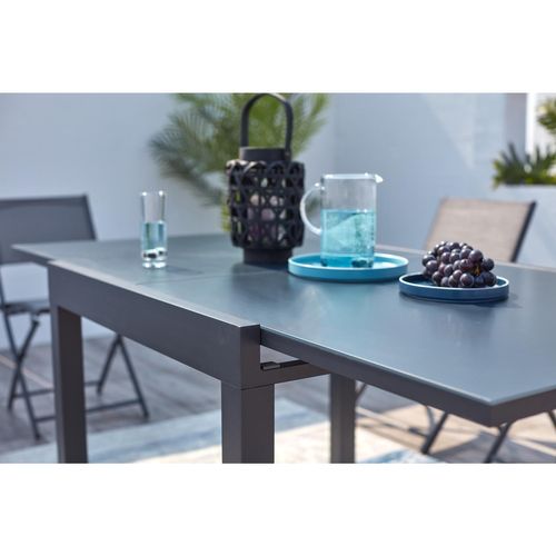 Cualica - Salon De Jardin Extensible Aluminium 8 Places Gris Foncé