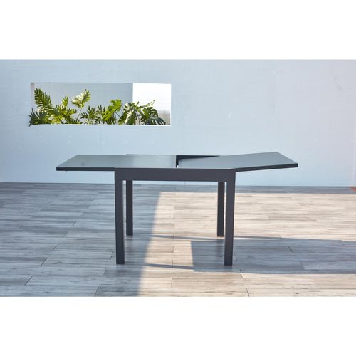 Cualica - Salon De Jardin Extensible Aluminium 8 Places Gris Foncé