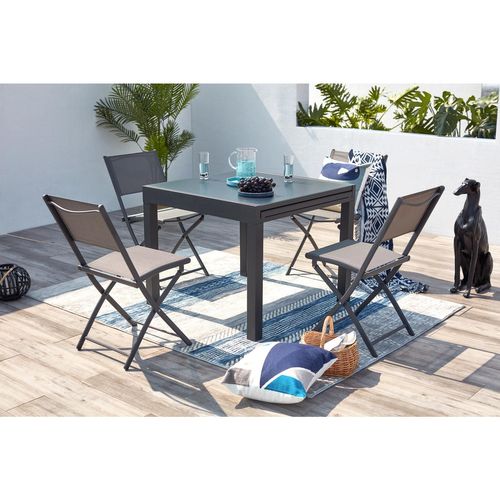 Cualica - Salon De Jardin Extensible Aluminium 8 Places Gris Foncé