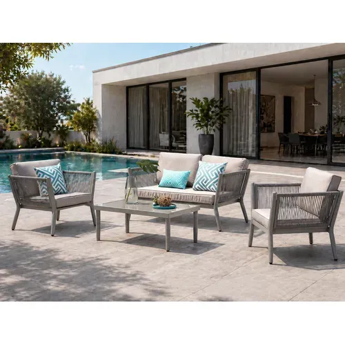 Anahma, Salon Jardin Alu Et Corde Gris Clair