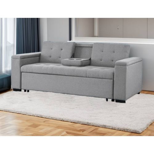 Canapé 3 Places Convertible Clic-clac En Tissu Pose-gobelet Marino