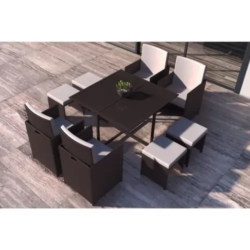 Salon de jardin Florida Marron/blanc 8 Places