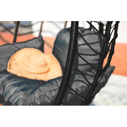 Lima - Fauteuil Suspendu Effet Rotin Noir