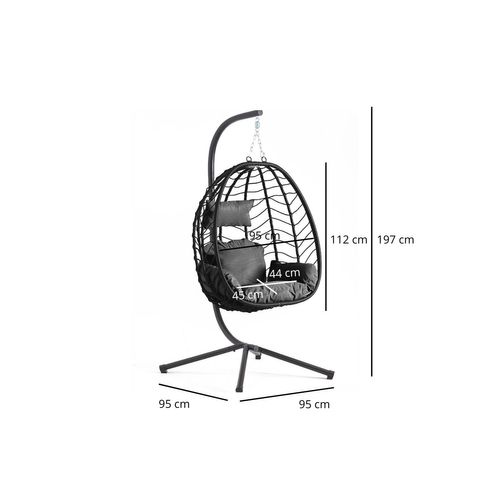 Lima - Fauteuil Suspendu Effet Rotin Noir