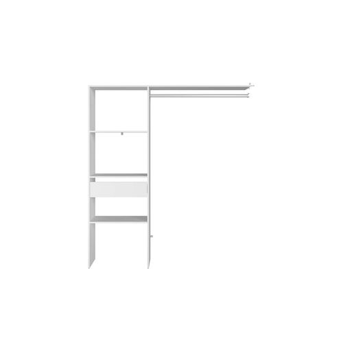 Elysée - Dressing Blanc Avec 3 étagères, 1 Tiroir Et Une Penderie : 160 X 40 X 180 Cm